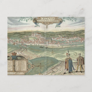 Postale Carte de Cracow, de Civitates Orbis Terrarum par