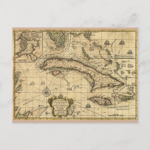 Postale Carte de Cuba et des mers environnantes (1762)