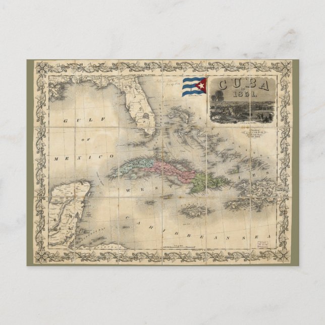 Postale Carte de Cuba par J.H. Colton (1851) (Devant)