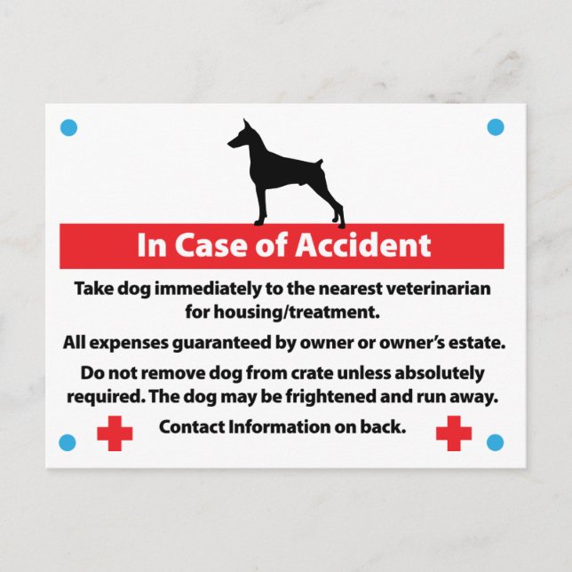 Postale Carte de débit de chien en Coque d'urgence : Dober (Devant)