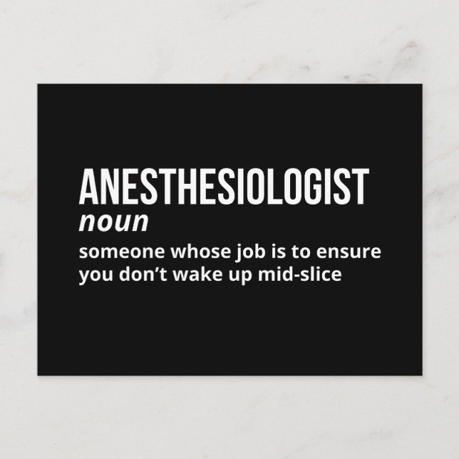 Postale Carte de définition d'anesthésiste Witty (Devant)