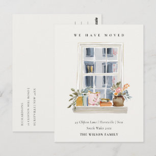 Postale Carte de déménagement d'appartement chic avec fenê