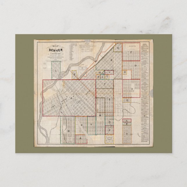 Postale Carte de Denver, Colorado (1871) (Devant)
