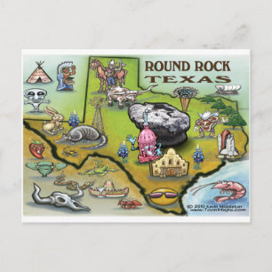 Postale Carte de dessin de Round Rock Texas