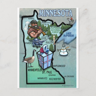 Postale Carte de dessin du Minnesota