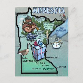 Postale Carte de dessin du Minnesota