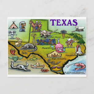 Postale Carte de dessin du TEXAS