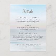 Carte de détails de lieu de mariage en bord de mer
