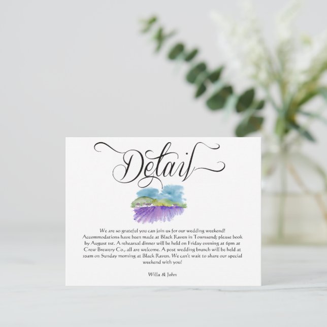 Postale Carte de détails de mariage au vignoble toscan (Debout devant)