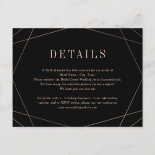 Postale Carte de détails de mariage Geo Frame