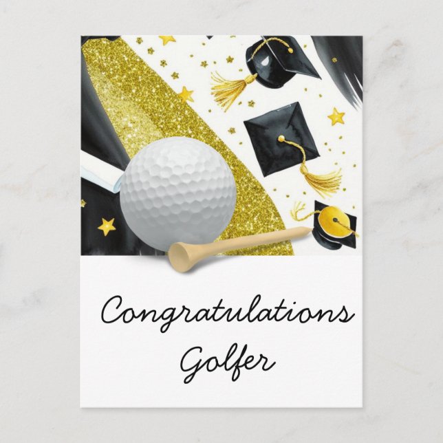 Postale Carte de diplôme de golf - Félicitations Diplômé (Devant)