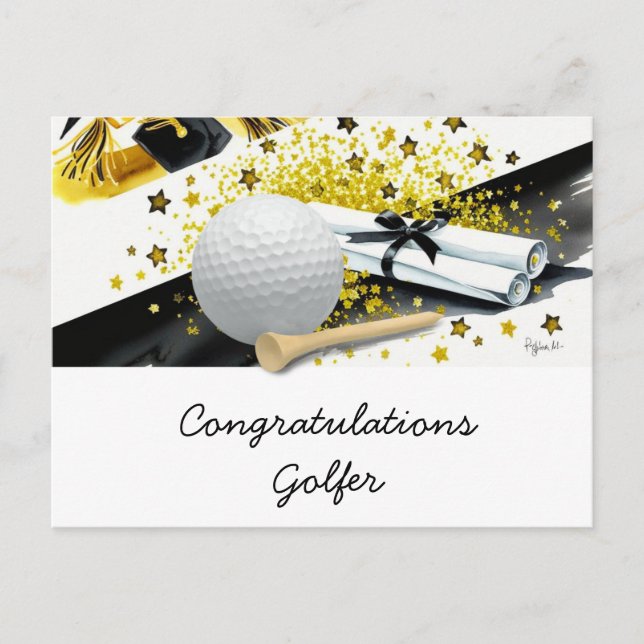 Postale Carte de diplôme de golf - Félicitations Diplômé (Devant)