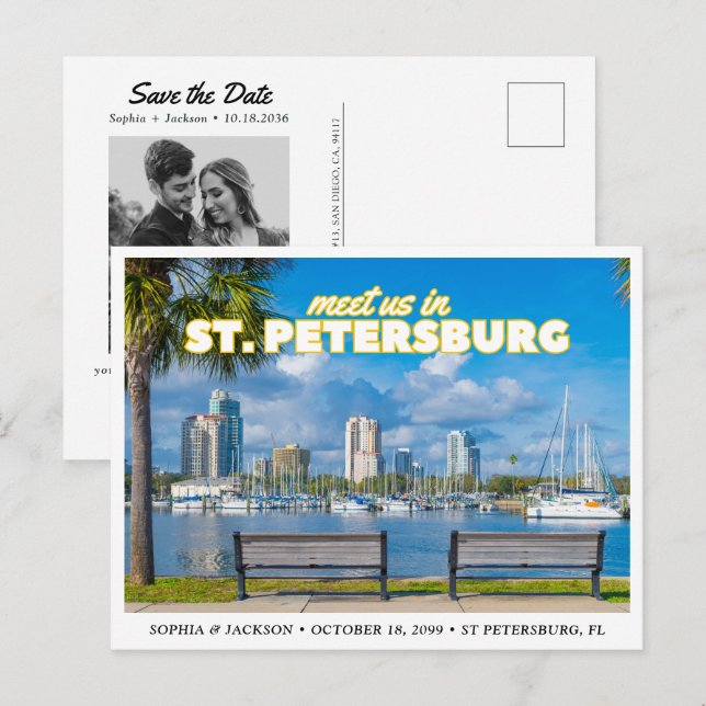 Postale Carte de faire-part de mariage à Saint-Pétersbourg (Devant / Derrière)