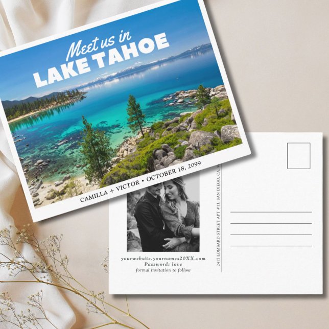 Postale Carte de faire-part de mariage au lac Tahoe (Lake Tahoe Wedding South Lake Sand Harbor)