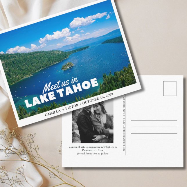 Postale Carte de faire-part de mariage au lac Tahoe (Lake Tahoe Wedding Save the Date Postcard
)