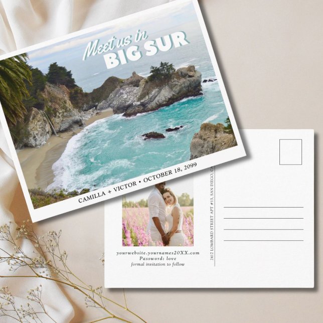 Postale Carte de faire-part de mariage Big Sur McWay (Big Sur Wedding Save the Date Postcard
)