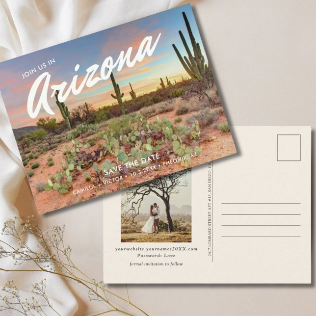 Postale Carte de faire-part de mariage en Arizona (Arizona Wedding Save the Date Postcard
)