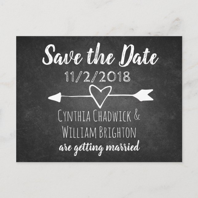 Postale Carte de faire-part de mariage en typographie de t (Devant)