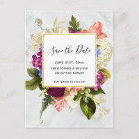 Carte de faire-part de mariage rose et blanc flora