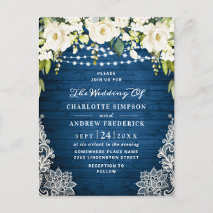 Postale Carte de Faire-part de mariage Rustique de dentell