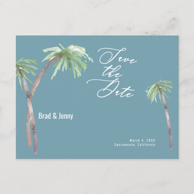 Postale Carte de faire-part de mariage tropical aqua (Devant)
