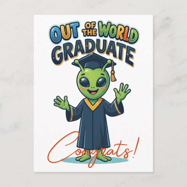 Postale Carte de Félicitations Diplômé Hors du Monde (Devant)