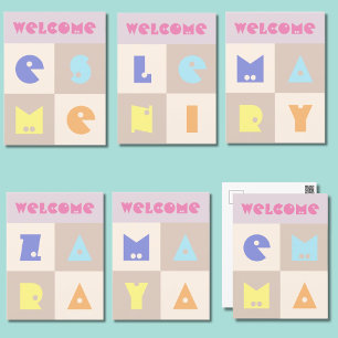 Postale carte de félicitations pour bébé fille prénom 4 le