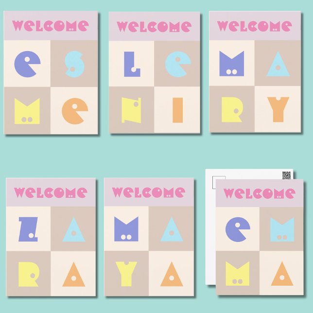 Postale carte de félicitations pour bébé fille prénom 4 le (Créateur téléchargé)