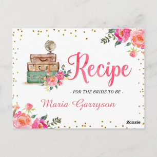 Postale Carte de Fête des mariées à thème Voyage Recette