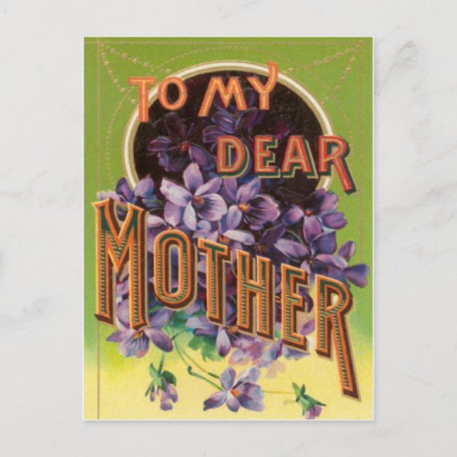 Postale Carte de fête des mères aux fleurs violettes (Devant)