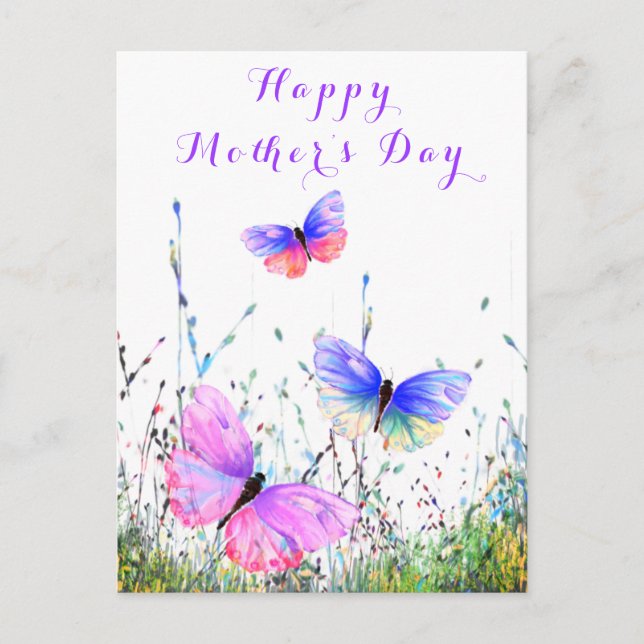Postale Carte de fête des mères avec papillons (Devant)
