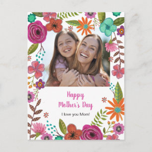 Postale Carte de Fête des Mères Fleurs Peintes