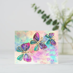 Postale Carte de fête des mères Papillons rose pourpre Coe