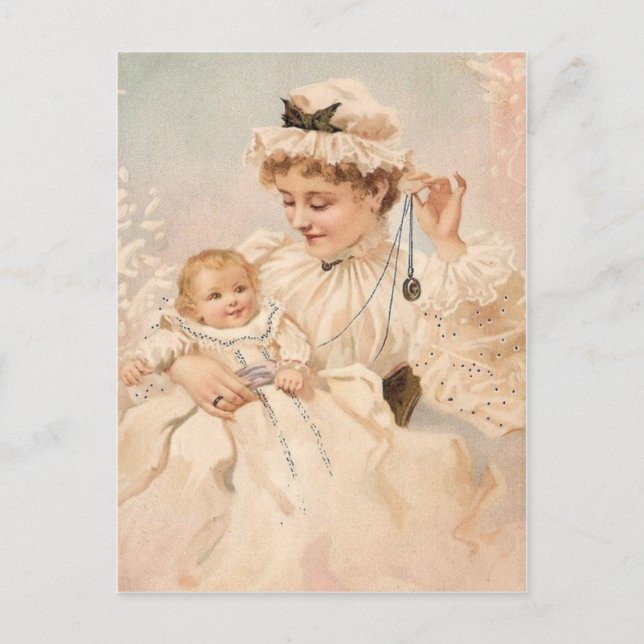 Postale Carte de fête des mères victorienne mère avec enfa (Devant)