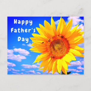Postale Carte de Fête des pères Sunflower et Bees Blue Sky