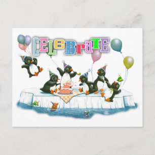 Postale carte de fête du pingouin