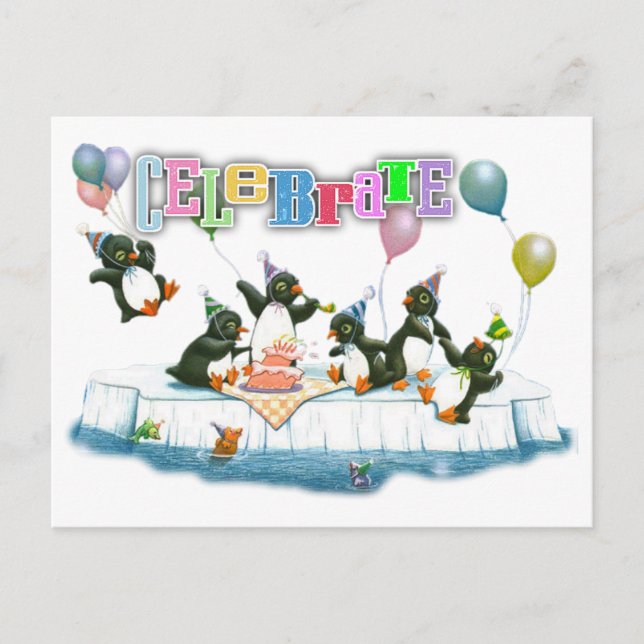Postale carte de fête du pingouin (Devant)