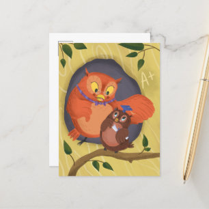Postale Carte de fin d'études de la chouette sage
