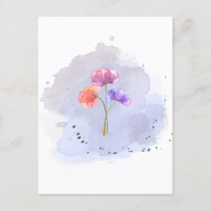 Postale carte de fleurs d'aquarelle