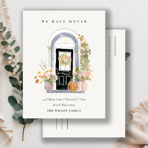 Postale Carte de fleurs de citrouille d'automne devant la 