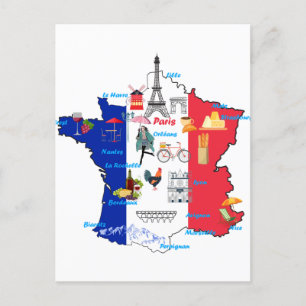 Postale Carte de France Lieux touristiques attractions tou
