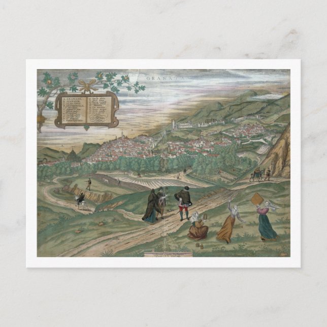 Postale Carte de Grenade, de 'Civitates Orbis Terrarum', V (Devant)