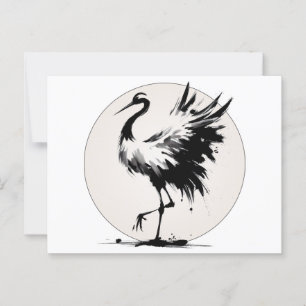 Postale Carte de grue Sumi-e
