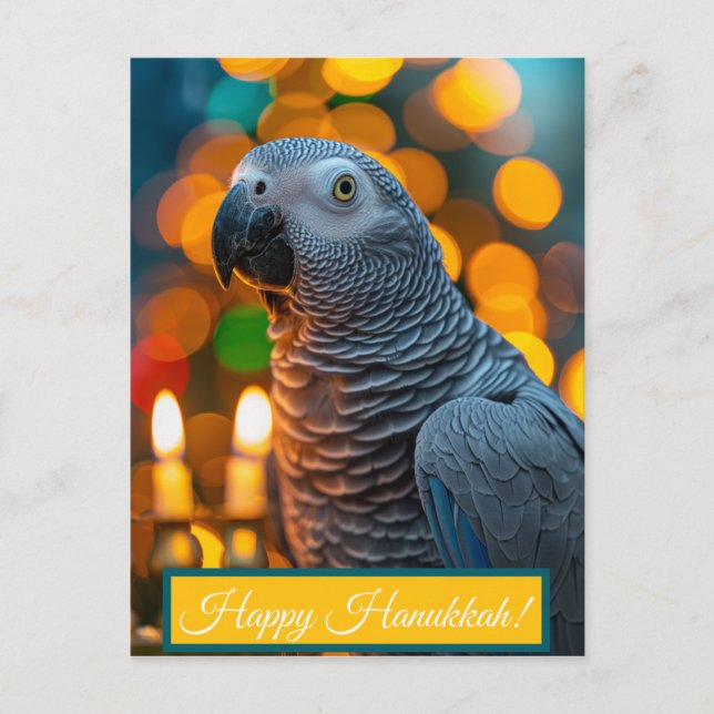 Postale Carte de Hanukkah pour perroquet gris africain  (Devant)