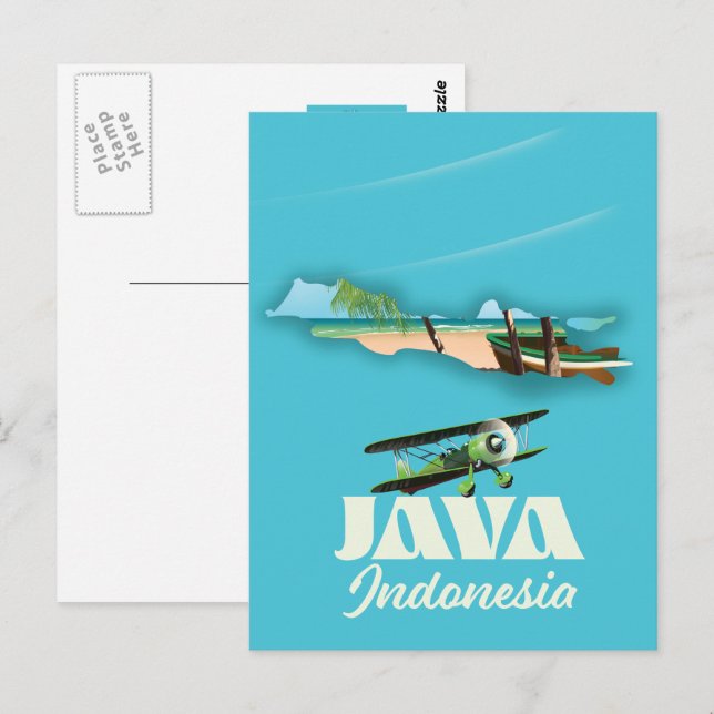 Postale carte de Java indonésie (Devant / Derrière)
