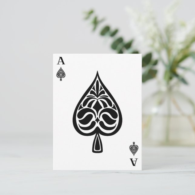 Postale Carte de jeu Ace of Spades Black and White (Debout devant)