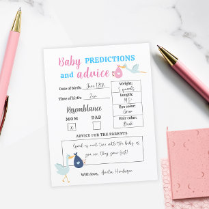 Postale Carte de jeu Blue Pink Baby Predictions & Conseils