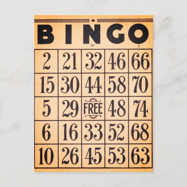 Postale Carte de jeu de bingo vintage (Devant)