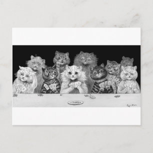 Postale Carte de jeu de chat, Louis Wain