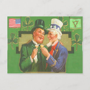 Postale Carte de jour de l'oncle vintage Sam Leprechaun St